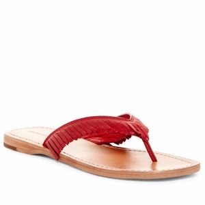 Frye 6.5 Perry Fringe Thong Flip Flops